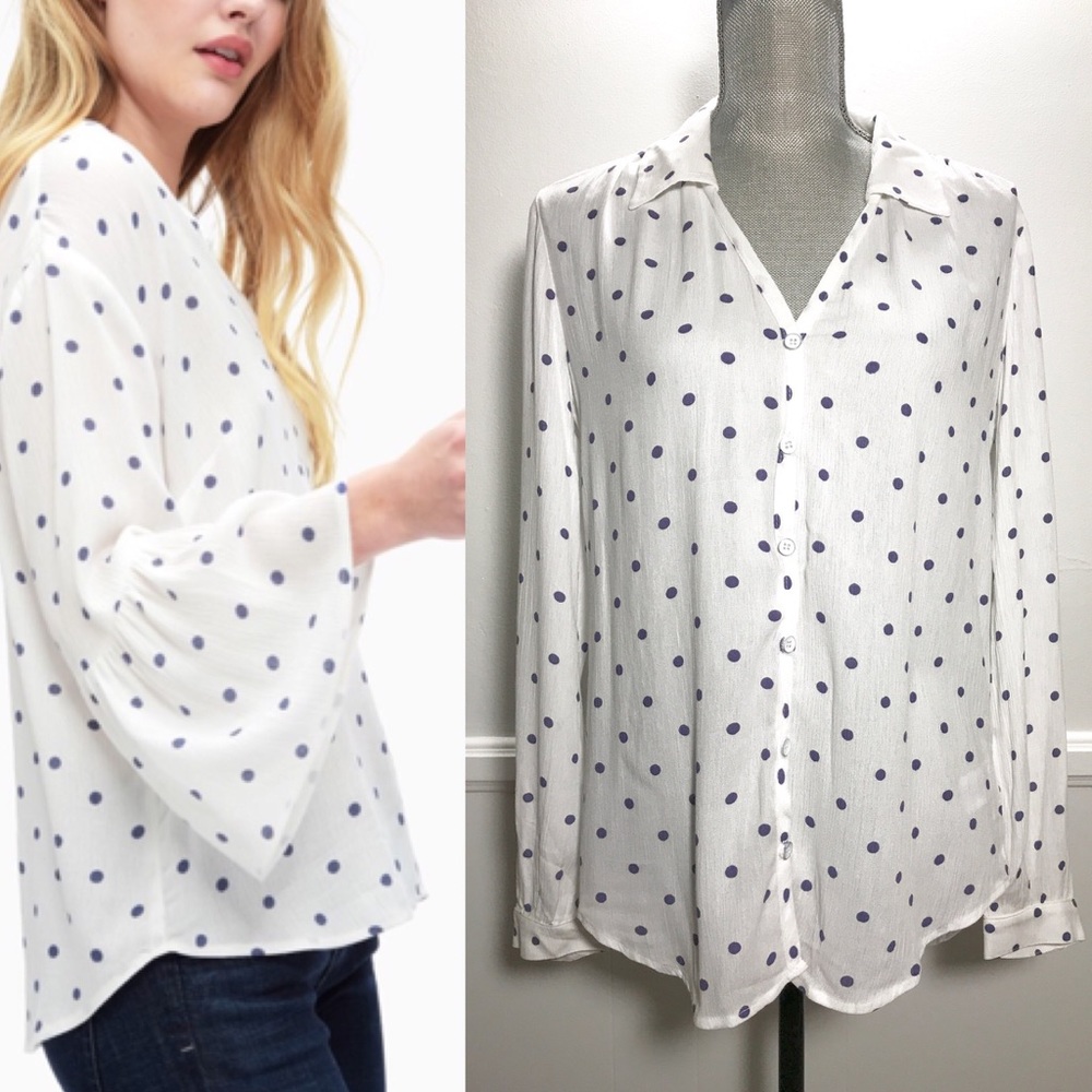SPLENDID Lacy Lavender Polka Dot Button Down Shirt